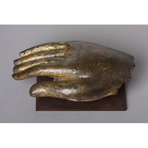 A Heavy Cast Gilded Bronze Right Hand of the Buddha Shakyamuni